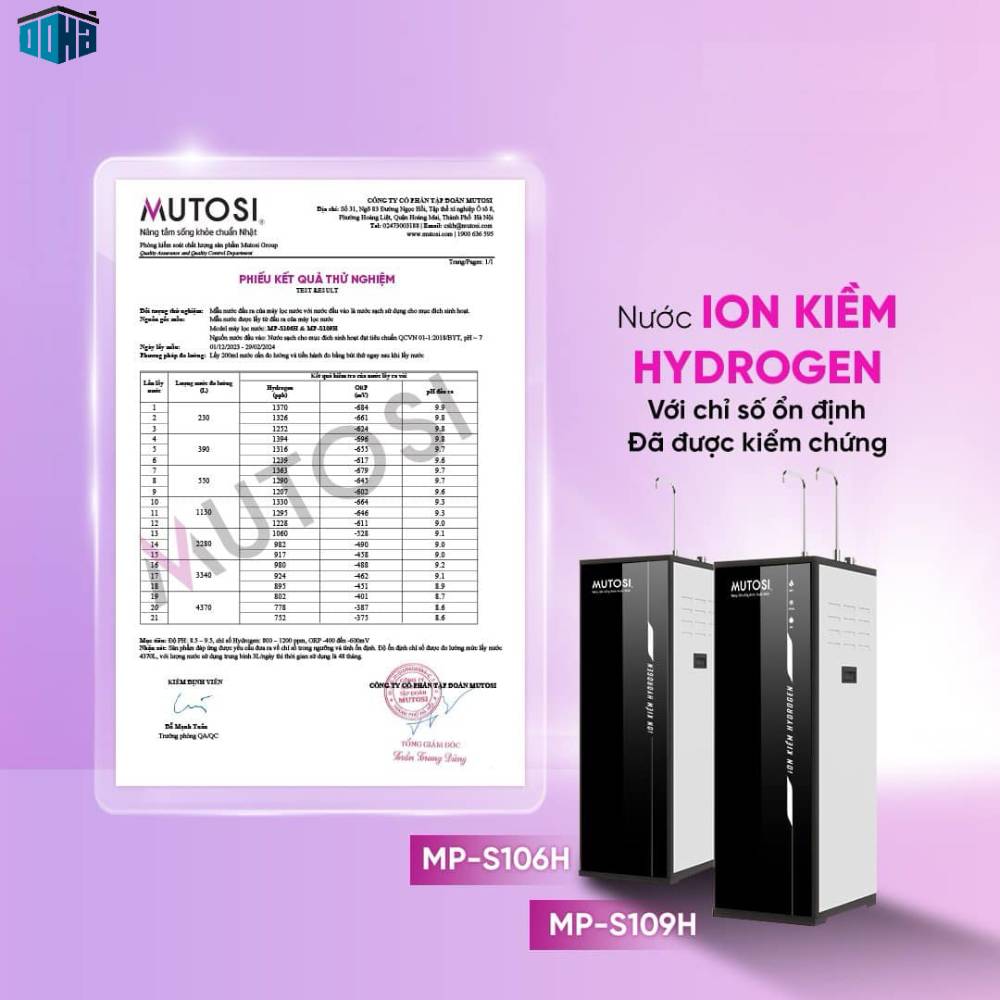 Khả năng tạo nước giàu ion kiềm hydrogen bền bỉ từ máy lọc nước Mutosi